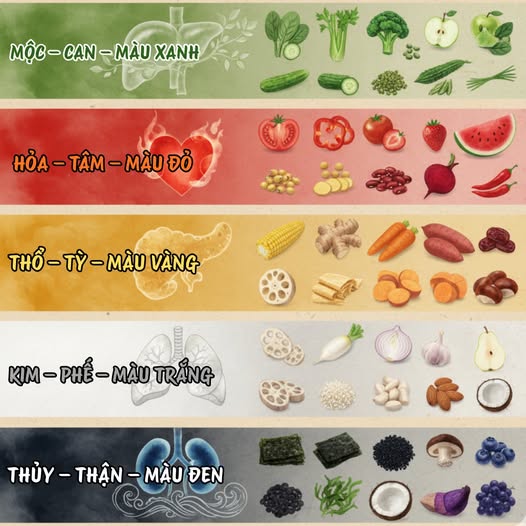 Ngũ tạng và màu sắc theo ngũ hành