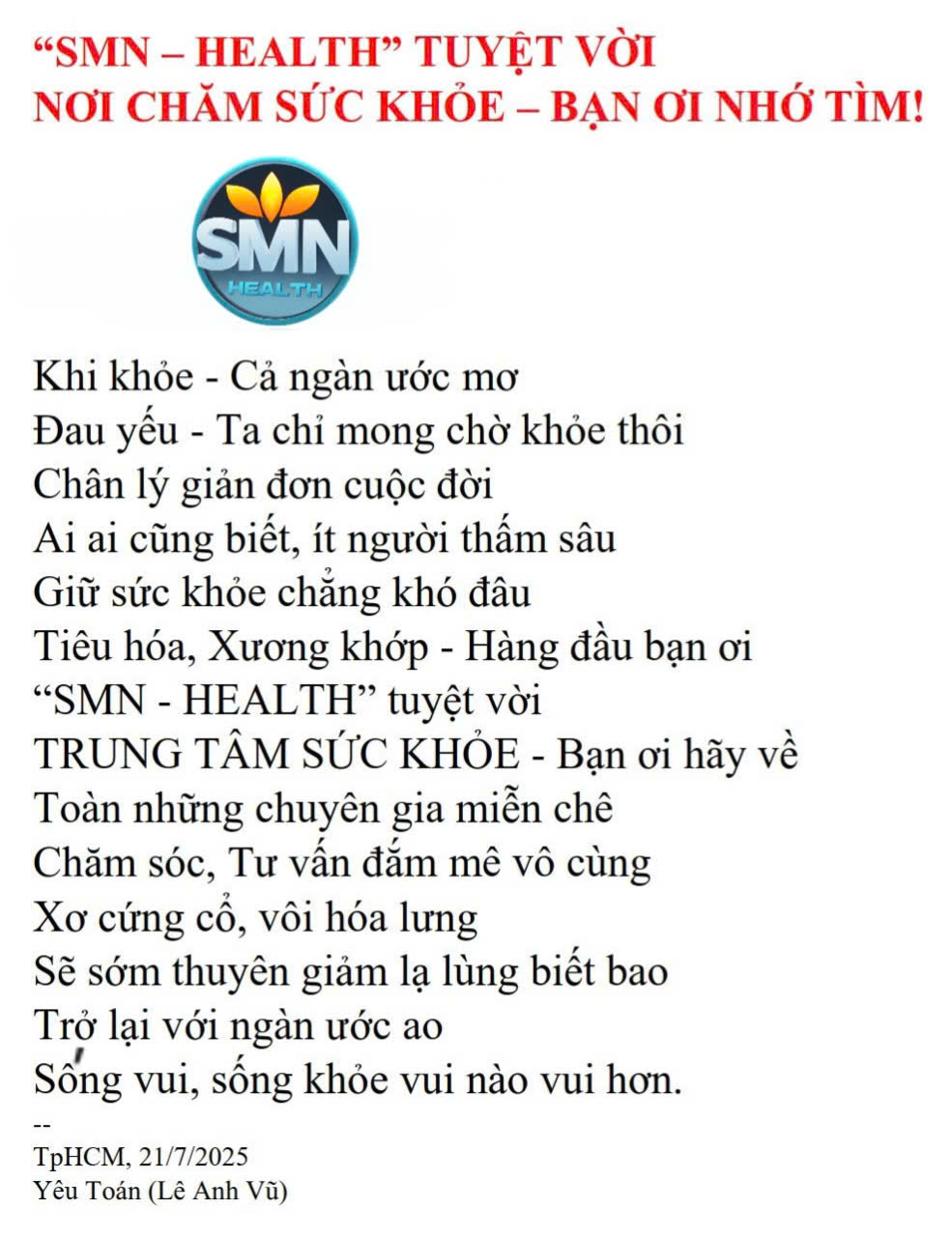 Thơ khen SMN Health